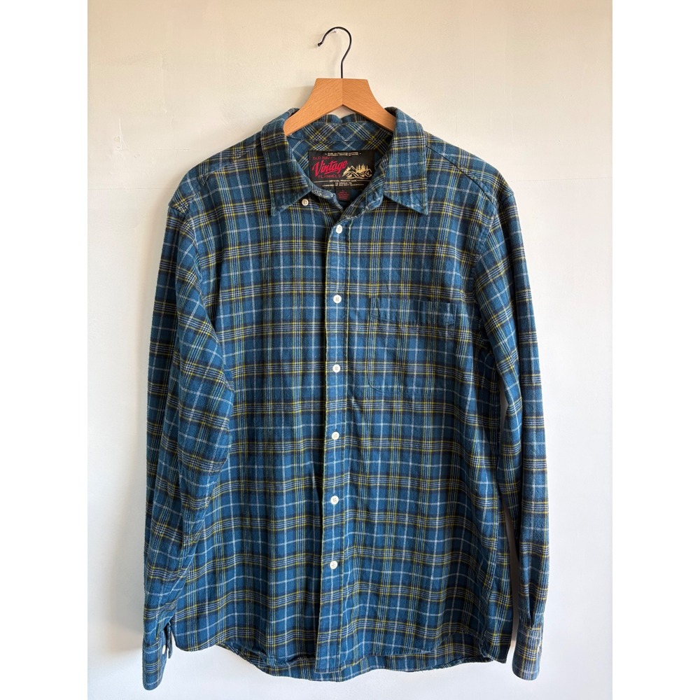 Old Navy Vintage Flannel Mens Large  Plaid Grunge Indie Gorpcore 100% cotton.
